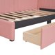 Twin Size Daybed, Upholstered Platform Bed with 2 Storage Drawers, Daybed Linen Sofa Bed Frame with Vertical Channel Tufted Headboard, for Bedroom, Living Room, No Box Spring Needed, Pink