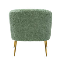 Comfortable Barrel Accent Chair, Modern Armchair Vanity Chair with Fluffy Appearance and Plated Metal Legs for Living Room, Bedroom and Office, Tufted Chair for Reading, 250 LBS Weight Capacity, Sage