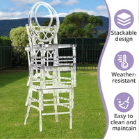 Clear Chairs, Modern Dining Chair Set of 4, Transparent Banquet Ghost Chair, 17.5" High Modern Accent Side Desk Chairs with Nets High-Back, Stacking Dining Chairs for Weddings, Banquets, Events