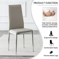 5 Piece Kitchen Dining Table and Chair Set, Dining Room Table Set with 1 Tempered Glass Table 4 PU Leather Padded Chairs, Rectangle Dining Table Set for 4, Gray