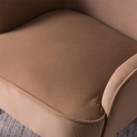 Ergonomics Velvet Accent Chair with Arms, Upholstered Side Chairs Leisure Chair with Adjustable Footpad for Living Room Bedrooms, Brown