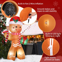 8ft Inflatable Gingerbread Man Holding Gift with 15W 5 LED Lights,Garden Gingerbread Man Decoration Outdoor Yard Christmas Decoration