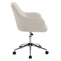 Home Office Chair, Modern Cotton Linen Executive Desk Chair, Accent Armchair with Wheels, Swivel Adjustable Task Chair with Soft Seat for Bedroom, Living Room, Home Office, beige