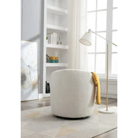 Sherpa Teddy Swivel Accent Chair, 360° Swivel Round Armchair with Ergonomic Back,Upholstered Lounge Single Sofa Chair for Living Room Bedroom,Lounge,Hotel,,Club,Office,Ivory