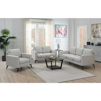 3 Piece Living Room Sofa Set with Armrest, Modern Linen Fabric Upholstered Couch Furniture Set Including 3-Seat Sofa Couch Loveseat and Single Sofa Chair Sofas (1+2+3-Seat Couch), Beige