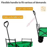 Portable Wagon Cart with Wheel, Utility Collapsible Kids Wagon with Canopy, Outdoor Beach Trolley Cart for Garden Camping Picnic Sports, Weight Capacity 250lbs, Green