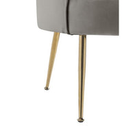 Accent Chair Modern Lounge Chair with Metal Legs and Seashell Back, Tufted Backrest Comfy Chair for Reading Bedroom Living Room, Mid-Century Modern Single Sofa Chair with Armrest, Gray