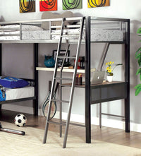 Triple Tree Modern Triple Twin L-shaped Bunk Bed Contemporary Style Corner Design With Workstation Full Metal Construction Silver Grey And Black Silver Finish