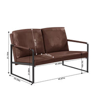 Leather Accent Chair,Modern PU Leather Armchair Loveseat Sofa Chair with Extra-Thick Padded Backrest and Seat Cushion,Living Room Chair with Metal Frame Extra-Large Lounge Chair for Living Room,Brown