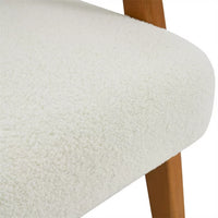 Teddy Fleece Living Room Chair, Modern Accent Chair with Solid Wood Armrest and Padded Seat, Upholstered Armchair for Bedroom Living Room Dorm, Creamy-White