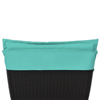 Patio Wicker Sun Lounger, PE Rattan Foldable Chaise Lounger with Removable Cushion and Bolster Pillow(Blue)