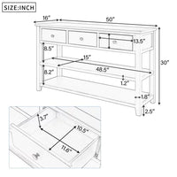 50" Console Table, Mid-century Retro Long Sofa Table with 3 Drawer and 2-Tier Open Storage Shelves, Multifunctional Buffet Sideboard Storage Cabinet for Living Room Entryway Hallway, Navy