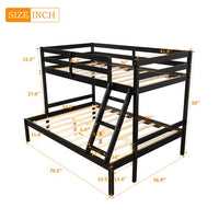 Kids Twin Over Full Bunk Bed, Pine Wood Kids Bed Heavy Duty Bed Frame with Safety Guardrails and Ladder for Boys Girls Adults, Convertible to 2 Platform Beds, No Box Spring Needed, Espresso