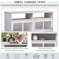 Accent Storage Cabinet, Wood Buffet Table with 2 Glass Sliding Doors & Adjustable Shelves, Modern Sideboard with for Living Room Entryway and Bedroom, 47.6”L x 15.5”W x 33”H, Antique White