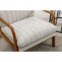 Mid Century Modern Accent Chair with Solid Wood Frame, Upholstered Living Room Armchair with High-Back and Padded Seat, Comfy Reading Chair Lounge Chair for Bedroom, Office, Studio, Beige