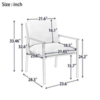 INCLAKE Modern Accent Chair, Metal Frame Armchair with Thick Padded Backrest and Seat Cushion, Upholstered Sofa Chair Reception Chair for Living Room, Bedroom, Office, Cream