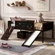 Twin Loft Bed for Kids Toddlers,Wood Low Loft Bed with 2 Storage Boxes,Slide,Chalkboard and Climbing Frame,Multifunctional Loft Bed Frame with Underbed Space and Slats Support for Girls Boys,Espresso