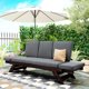63" Outdoor Adjustable Patio Sofa,Water Proofed Expandable Patio Sectional Sofa,Wood Daybed Sofa Chaise Lounge with Removable Seat Cushions and Back Pillows for Desk,Pool,Balcony