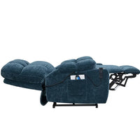 Lay Flat Sleeping Motor Power Lift Recliner Chair, Dual OKIN Power Lift Recliner, Lift Chairs Recliners For Elderly, ELectric Recliner Sofa Chair with Cup Holders Side Pockets for Living Room,Blue