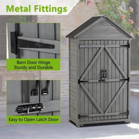 Outdoor Storage Cabinet, Solid Wood Garden Shed, Outside Storage Tool Shed with Adjustable Shelves and Double Lockable Doors, Waterproof Roof, Vertical Organizer Cabinet for Outside, Garden, Yard