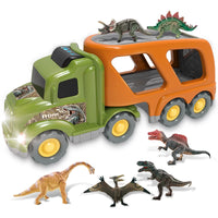 Car Truck Toys, Car Transport Truck with T-Rex, Pterodactyl, Brachiosaurus, Educational Dinosaur Kids Toys Set for Kids Boys Girls, Christmas Gifts, Festival Birthday Gifts, 17 Inch Long