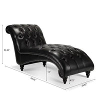 Tufted Chaise Lounge Indoor, Leisure Accent Chair PU Leather Couch, Modern Chaise Lounge Chair, Tufted Armless Chaise Lounge, for Bedroom Living Room Office, Black