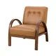 PU Leather Accent Chair, Mid-Century Modern Armchair with Solid Wood Legs, Reading Leisure Chair with High Back, Upholstered Living Room Chairs for Bedroom Waiting Room Sunroom, Camel