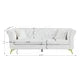 Chesterfield Sofa Modern Tufted Velvet Upholstered Sofa Couch with Flared Arms and Y-shape Golden Metal Legs Velvet Sofa for Living Room Furniture Hold up to 1000 Pound, White