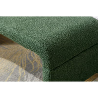 Boucle Fabric Ottoman, Rectangular End of Bed Stool Footstool with Metal Legs, Indoor Bedroom Bench for Entryway Living Room, Green