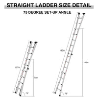 Aluminum Telescoping Extension Step Ladder,Non-Slip Ladder,Multi-Purpose Folding A-Frame Ladder,Portable Multi-Position Ladder with Wheels,300 lbs Weight Rating,Household,Outdoor,17 FT