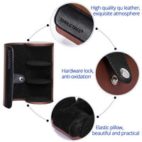 TRIPLE TREE Watch Roll, Travel Watch Case for 3 Watches, Travel Watch Box with Velvet Sections to Prevent Scratching or Impact, Brown