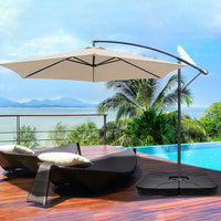 4-Piece Heavy Duty Cantilever Offset Patio Umbrella Base, Water/Sand Filled Square Umbrella Stand 4 with Easy-to-Fill Spouts for Garden, Backyard and Poolside Black