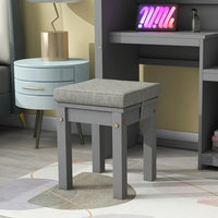 House-Shaped Desk with Cushion Stool, Wooden Desk and Chair Set with Roof and a Stepped Desk Surface, Kid's Reading Writing Desk Set for Bedroom Study Room