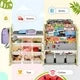 Kids Book Shelf Toy Storage Organizer,Storage Rack with 12 Bins and 4 Bookshelves, Multi-functional Nursery Organizer Set,Toy Storage Cabinet,Bookcase Display Book Rack for Bedroom Playroom