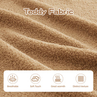 TRIPLE TREE 106" Teddy Fabric 32D Boneless Sofa,Modular Sectional Sofa with Curved Armrest,Contrast Color Design with Pillow,Fluffy Comfy Couch with L Shaped Chaise,for Living Room,No Assembly Required,Camel