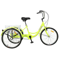 Adult Tricycle Trikes, Single Speed, Adult Trikes, 26 Inch 3 Wheel Bikes, Three-Wheeled Cruiser Bicycle with Large Shopping Basket, for Women, Men, Yellow