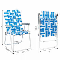 2pcs Beach Chairs Set,Patio Folding Chairs,Bearing 120kg,Outdoor Webbing Chair with Steel Frame,Lightweight & Portable Camping Chairs Patio Chairs for Fishing,Yard,Garden,Poolside