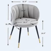 Velvet Lounge Chair,Upholstered Accent Chair with Black Metal Feet,Velvet Single Sofa Chair with Unique Back Design,Modern Arm Chair Vanity Chair for Office Living Room Bedroom,300Lbs Capacity,Grey