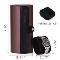 TRIPLE TREE Watch Roll, Travel Watch Case for 3 Watches, Travel Watch Box with Velvet Sections to Prevent Scratching or Impact, Brown