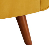 76" Linen Futon Sofa Bed with Adjustable Backrest, Upholstered Loveseat Couch with Solid Wood Legs and 2 Pillows, Convertible Sleeper Sofa for Small Space Living Room Bedroom Office, Yellow