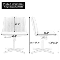 360 °Swivel Office Chair, Pu Material Home Computer Chair, Adjustable Cushion Chair with Black Foot Swivel Chair, Metal frame Makeup Chair Study Desk Chair, No Wheels, White
