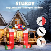 9ft Christmas Inflatables Sock Arch with 24W 11 LED Lights ,Blow up Outdoor Decorations Merry Christmas Archway for Lawn Garden Yard Xmas Holiday Party