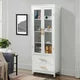 Tall Storage Cabinet, Freestanding Kitchen Pantry Cabinet with Glass Doors and Shelves, Large Modern Cupboard with 2 Drawers for Home Office, 2 Glass Doors Bathroom Cabinet, 23.6" L x 15.7" D x 63"