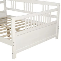 Full Size Daybed, Wooden Daybed Frame, Multi-Functional Sofa Bed Daybed for Kids/Teens Bedroom/Guest Room, Wood Slat Support, No Box Spring Required, White