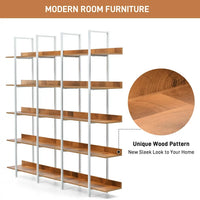 5 Tier Bookshelf, Tall Bookcase Shelf Storage Organizer, Vintage Industrial Book Shelf for Bedroom, Living Room and Home Office, Solid Wood Bookshelf, Metal Frame with MDF Board, Brown+White