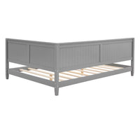 Full Size Daybed, Wooden Low Platform Bed Frame with L-shaped Headboard and Sturdy Slats Support, Multi-Functional Sofa Bed for Kids Adults Bedroom, No Box Spring Needed, Gray