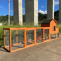 122＂Outdoor Poultry Cage ,Large Wooden Chicken Coop,Outdoor Hen House with Nest Box ,Weatherproof Coops for 6-8 Chickens