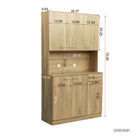 Storage Cabinet, 70.87" Tall Kitchen Buffet Sideboard Wardrobe with 1-Open Shelves & 1-Drawer, Freestanding Cupboard Pantry Cabinet with 6-Doors for Bedroom Home Office, Rustic Oak