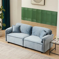 79" Velvet Upholstered Loveseat Sofa, Comfy Soft 3 Seater Couch with Turned Inward Back and Arms, Modern Couch for Living Room, Apartment, Office, Blue
