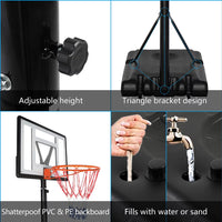 7-10ft Outdoor Adjustable Basketball Hoop with 35 Inch Backboard, Height Adjustable Basketball Hoop with Large Base, Portable Basketball Goal with Two Wheels, Basket Balls Outdoor Hoop, Black